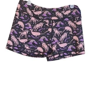 IAB MFG Womens Unicorn Narwhal Yaassss Athletic Booty Shorts Black Pink Size M 8